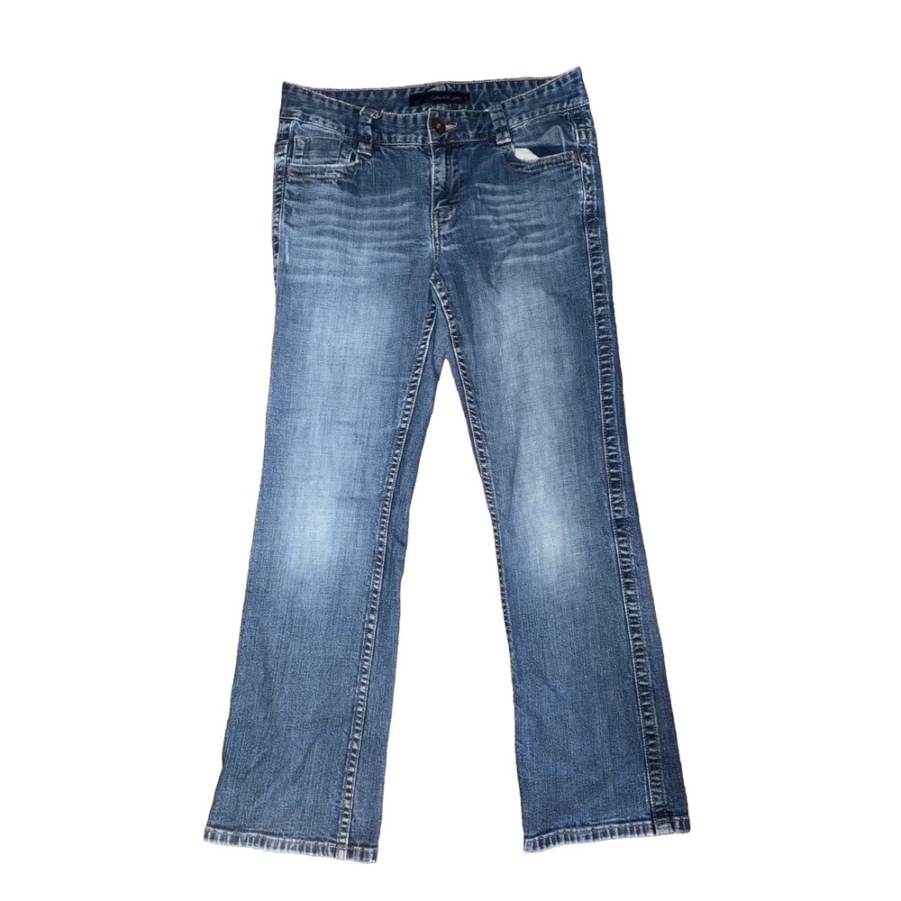 Calvin Klein Womens Bootcut Jeans Medium Wash Flap Pocket Denim Pants